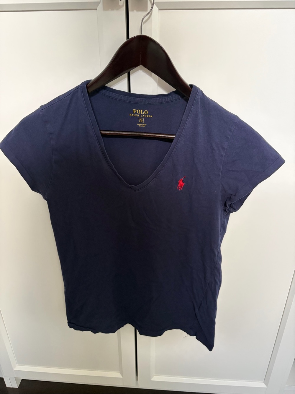 Polo by Ralph Lauren Navy V-Neck Tee with Red Pony